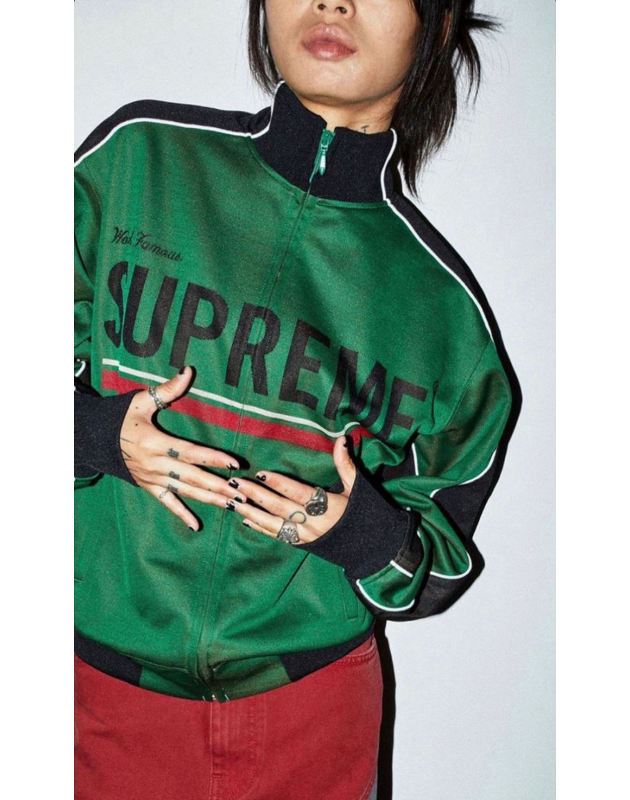 Supreme World Famous Jacquard Track Jacket Black Men's